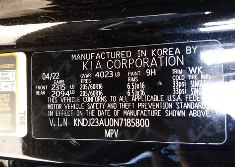 2022 Kia Soul Lx z USA, uszkodzony, nr VIN KNDJ23AU0N7185800